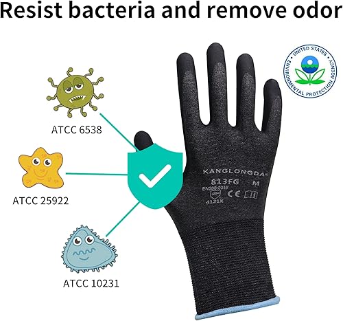 Miniatura 4 de Guantes de trabajo ultra finos para hombres y mujeres, guantes de trabajo de seguridad con pantalla táctil con agarre, guantes de trabajo súper