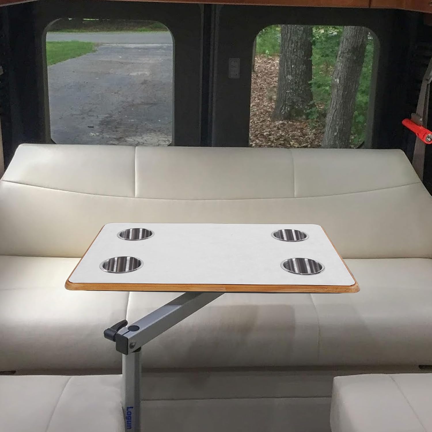Focket RV Table Top Replacement, 23.6x15.7 Inch Rectangular Pontoon Boat Table with 4 Cup Holders, Smooth Finish Surface & Polished Corners, for Caravan, Marine Boat, Yacht (Floral Style Pattern)