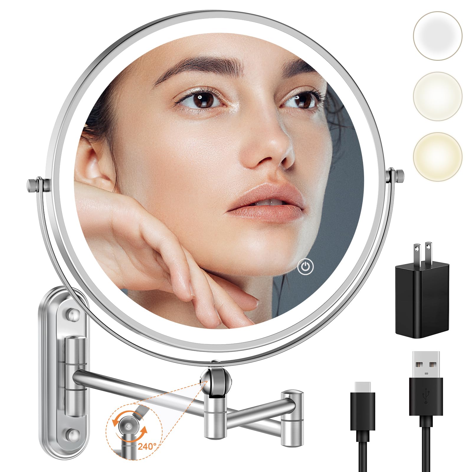 Rocollos 9 inch chrome wall mirror