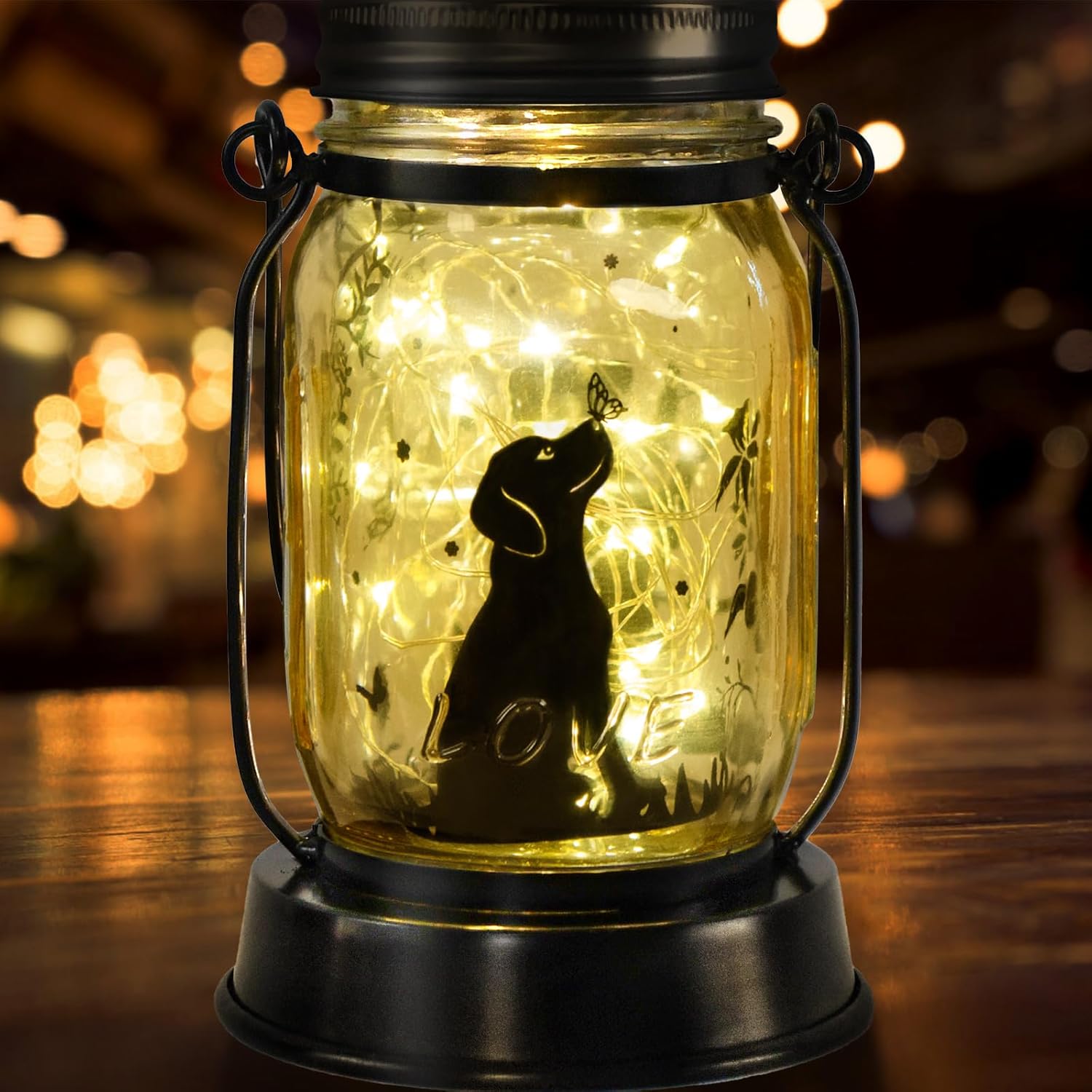 Dog Solar Lanterns Dog Lover Gifts for Women Men Dog Lovers Gifts Hanging Dog Lanterns with Stake for Yard Lawn Solar Garden Decor Waterproof Dog Lights Torche
