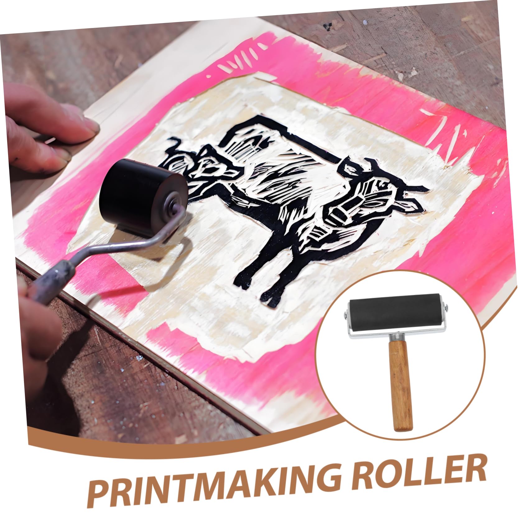 LALAFINA Professional Ink Roller for Printing Stamping 4 Inch Rollers Art Craft Printmaking Tool