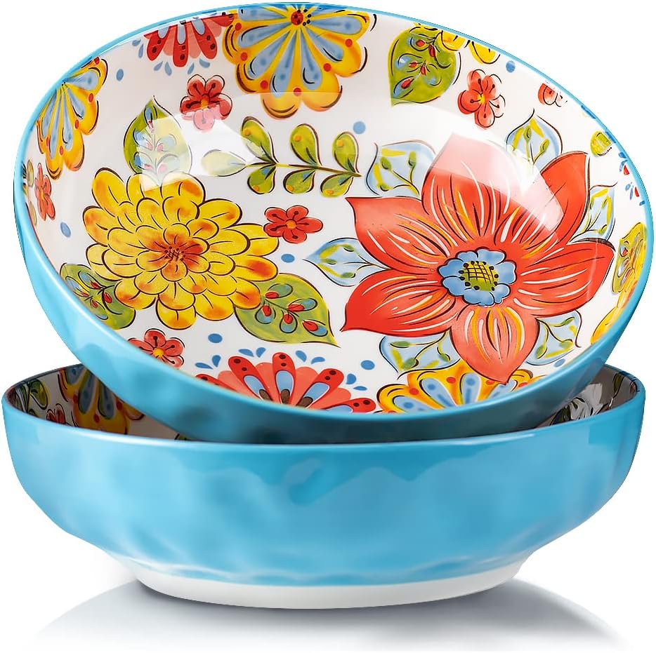  | Serving Bowls Set Of 2,10 Inch Large Ceramic Salad Bowls 75 Oz, Pasta Sevring Bowl Fruit Salad Bowls,Serving Dishes for Entertaining,Microwave Safe: Serving Bowls