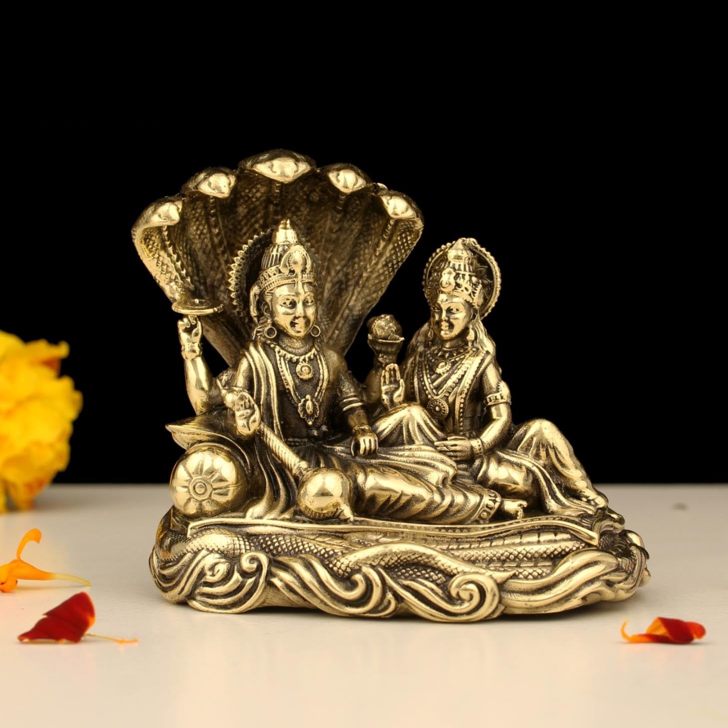 Brass Vishnu Statue - Hindu God Idol for Home & Puja -4