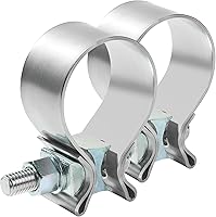 Reswish 2-Pack 2.5 Inch Stainless Steel Narrow Band Exhaust Clamps - Durable Muffler Seals for Car Truck Exhaust Repair