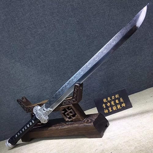 Miniatura 4 de Cuchillo de oro negro y espada Dao, hoja de acero de alto carbono, palo de rosa, espiga completa para LARP, ganado, cosplay