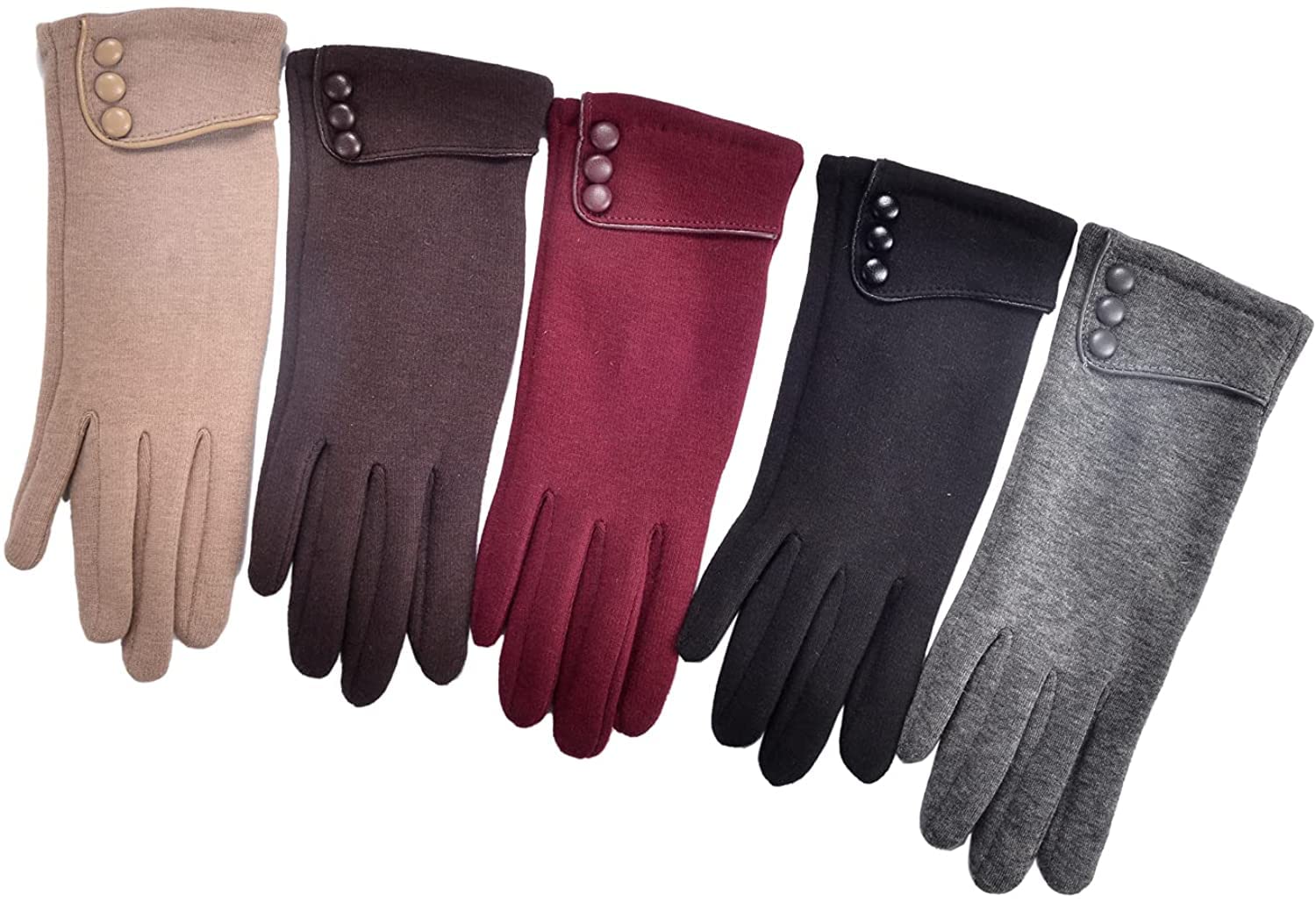 Guantes cálidos de invierno para mujer forrados a prueba de viento pantalla táctil