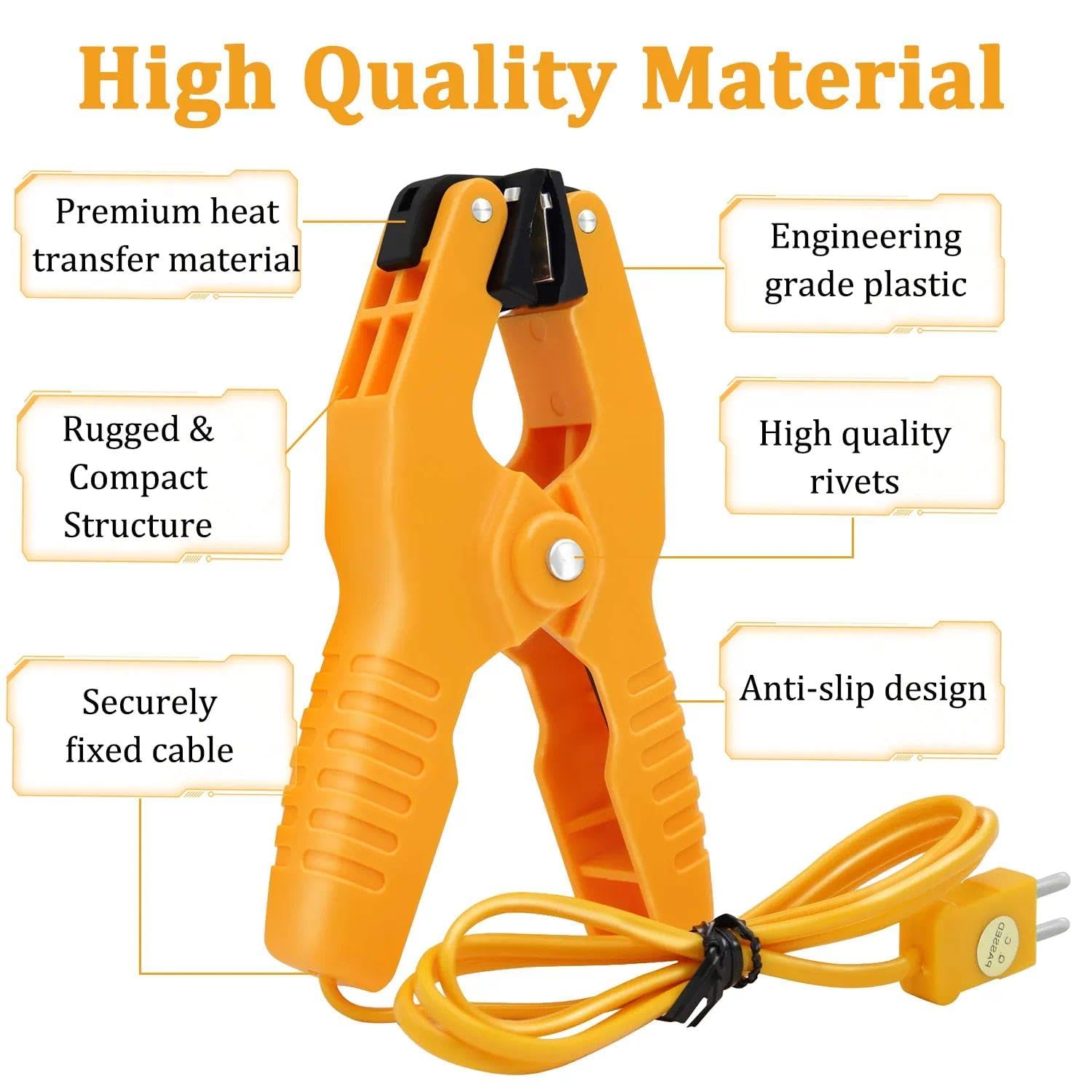 2Pcs HVAC Temperature Clamp, K-Type Thermocouple Pipe Clamp, Pipe Temperature Probe for Multimeter/HVAC, Measure Range -40°F to 392°F
