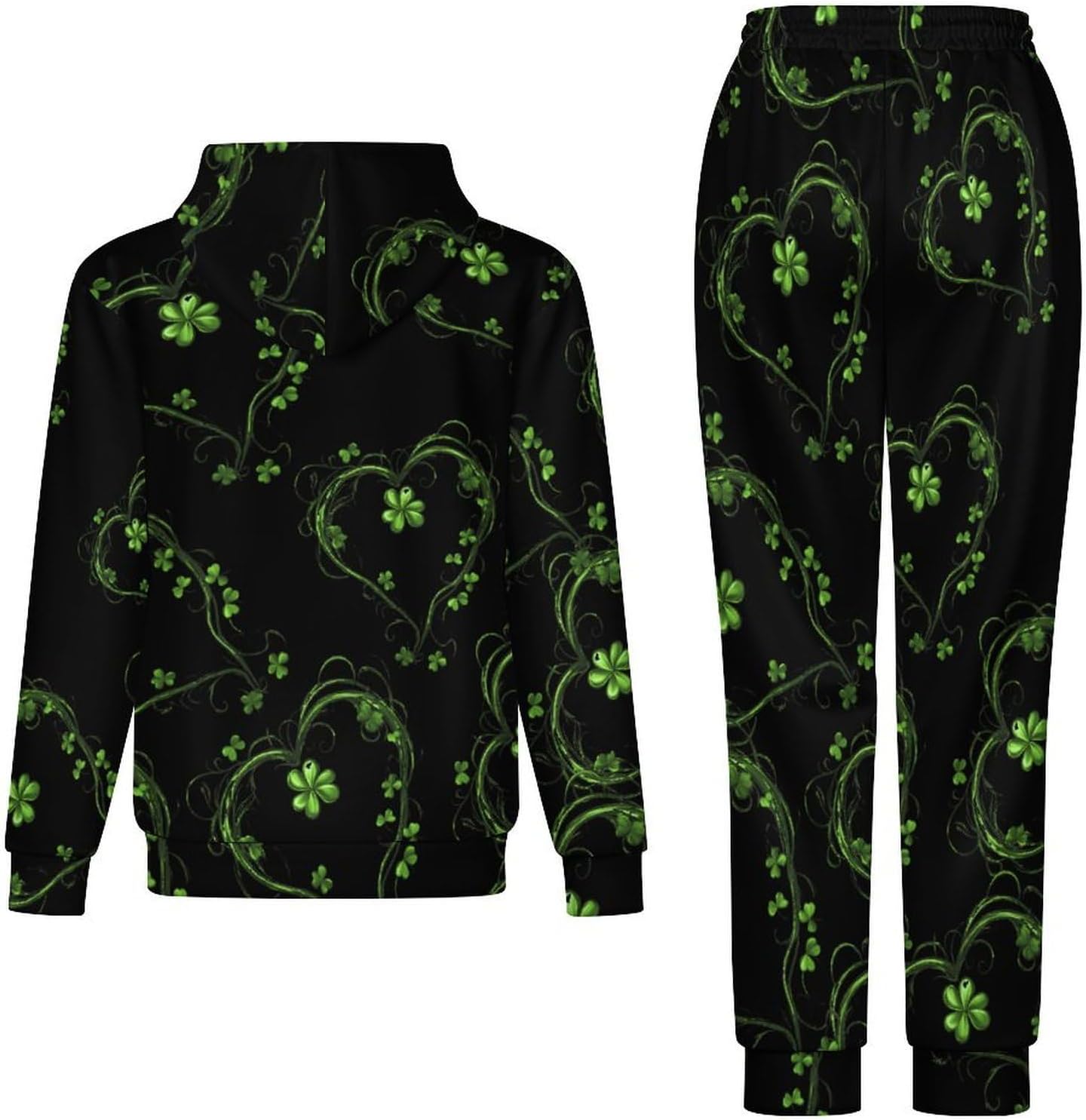 Shamrock Irish St Patricks Day Adult 2 Piece Tracksuits Hoodie Sweatshirt And Joggers Sweatpants Sweat Suit Outfits