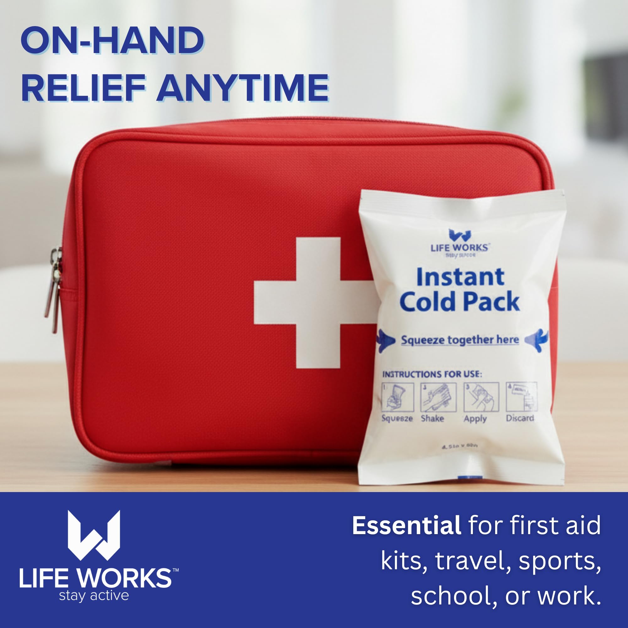 LIFE WORKS Sofortige Kältepackung (10,2 x 14 cm), 8 Stück