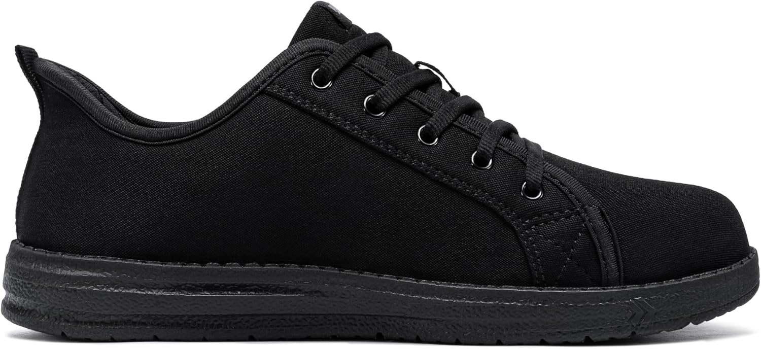 LARNMERN Slip On Steel Toe Shoes Women Work Walking Sneakers Skate Hands Free Safety Tennis Shoes