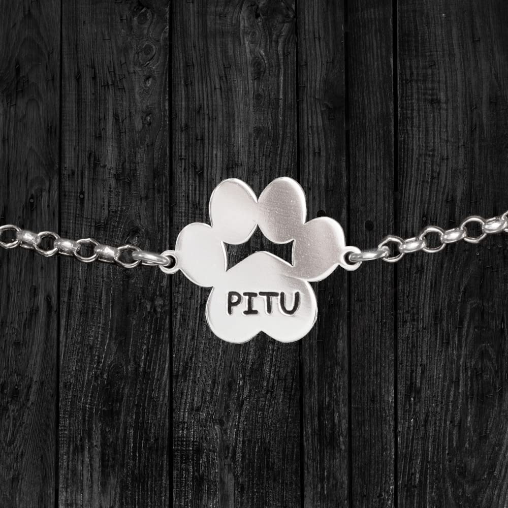 Pulsera huella con nombre de perro personalizado de Plata 925 - Pulsera perro personalizada - Pulsera nombre de perro Plata 925