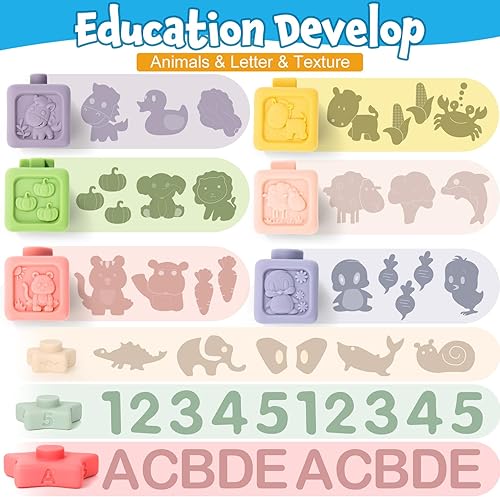 Miniatura 9 de Juguetes para bebés de 6 a 12 meses, juguetes Montessori 5 en 1 para bebés de 12 a 18 meses, juguete sensorial infantil incluye cubo de