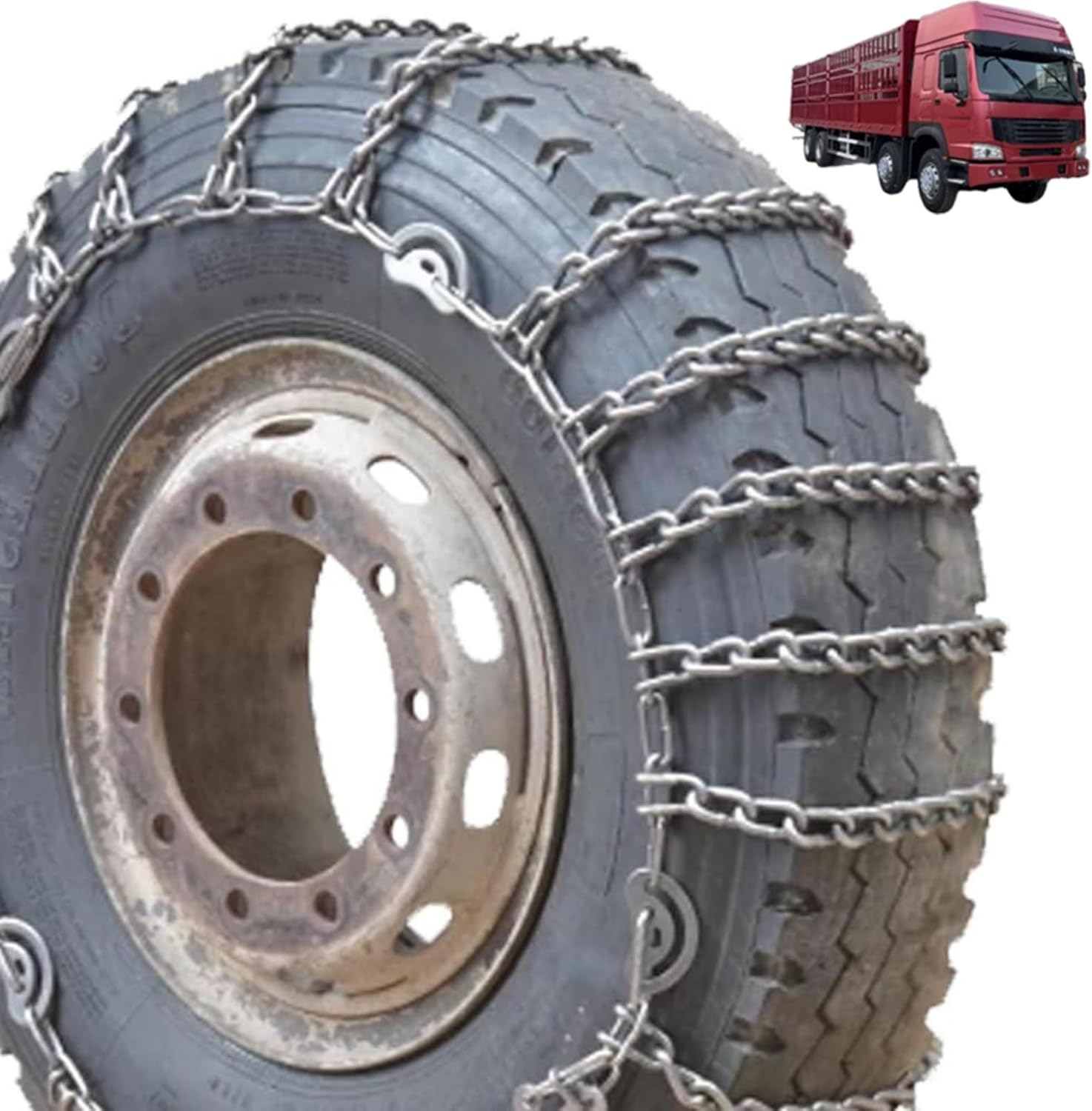 2pcs 9mm Heavy Duty Snow Tire Chains for Suv Pickup Trucks and AVT Traction Chains Manganese Skid Design for Snow,Mud and Sand Reliable Grip 205/75R17.5 2pcs 6.00-14