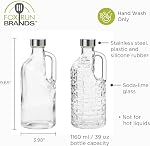 Fox Run Bouteille en verre et ensemble de lis, ensemble de 2 39 oz Pitchers en verre avec Lids 1.15 Liter/39 Capacité d'once Chaque interpréteur Magnifiques emplacements en verre & Lids en acier inoxydable Parfait pour le lait, le jus & Eau