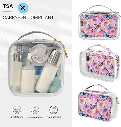 Miniatura 5 de Watercolor Butterfly Clear Toiletry Bag for Traveling,2 Pack Makeup Cosmetic Bag with Zipper,Travel Bag for Toiletries,Travel Essentials 21215154