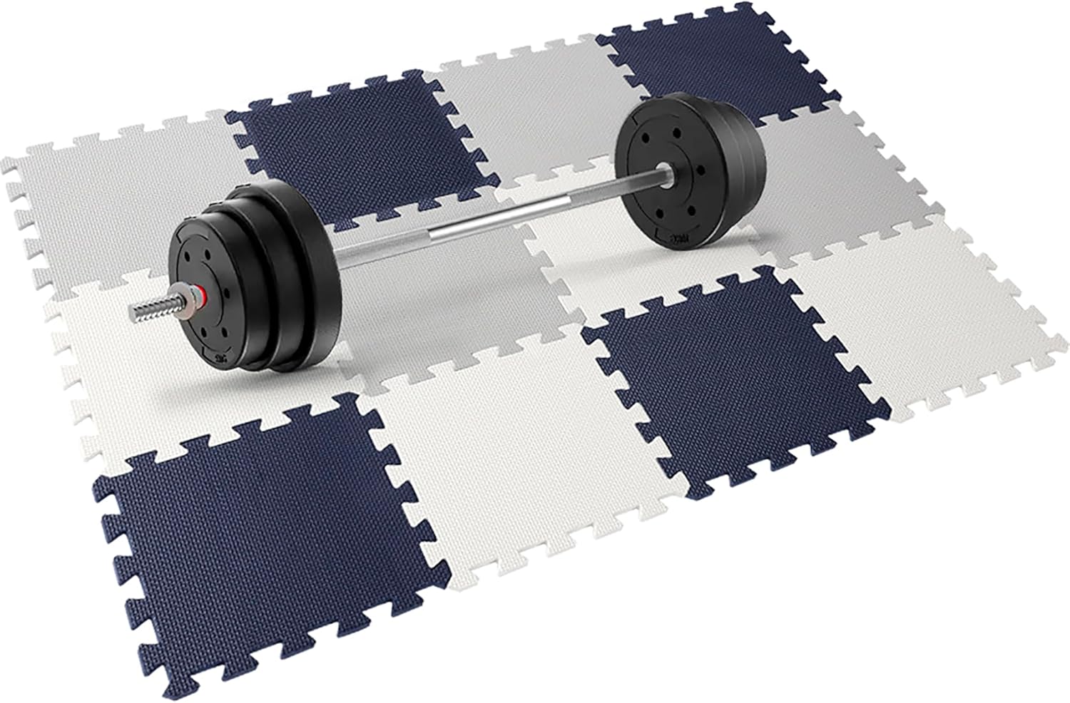 Easy Playhouse: 12 Soft Foam Floor Puzzle Tiles - Black-Grey-White - 12" Interlocking Mat Pieces (4'x3'), Nursery, Playroom, Gym, Children & Adults
