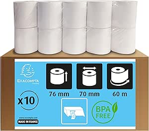 Bobines pour tickets de caisse 76x70x12x60 - 1pli thermique 55g/m