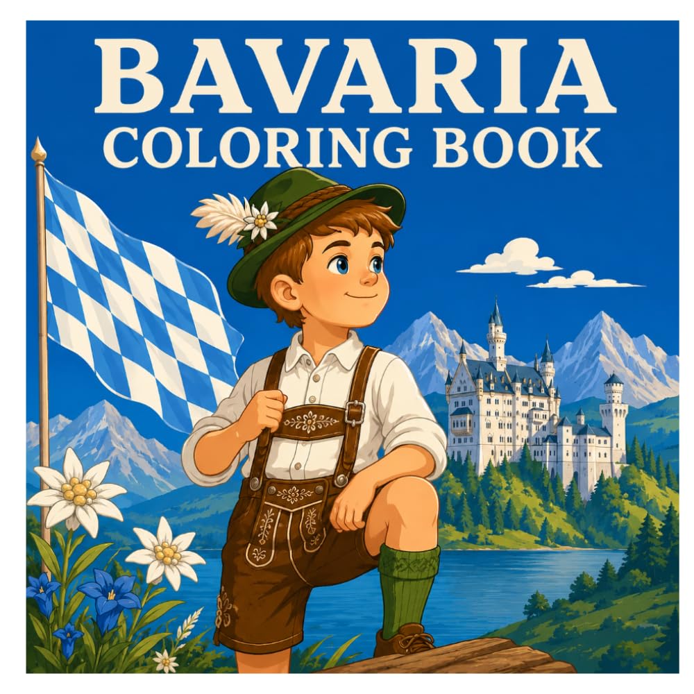 Bavaria Coloring Book: 50 Beautiful Coloring Pages Featuring Bavaria’s Most Famous Landmarks, Castles, Alpine Landscapes, Traditions, and Cultural Treasures