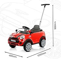Vista 6 de Rollplay MINI Cooper - Auto de empuje para niños pequeños, auto con mango de empuje ajustable, modo pie a piso, volante con sonidos, cinturón
