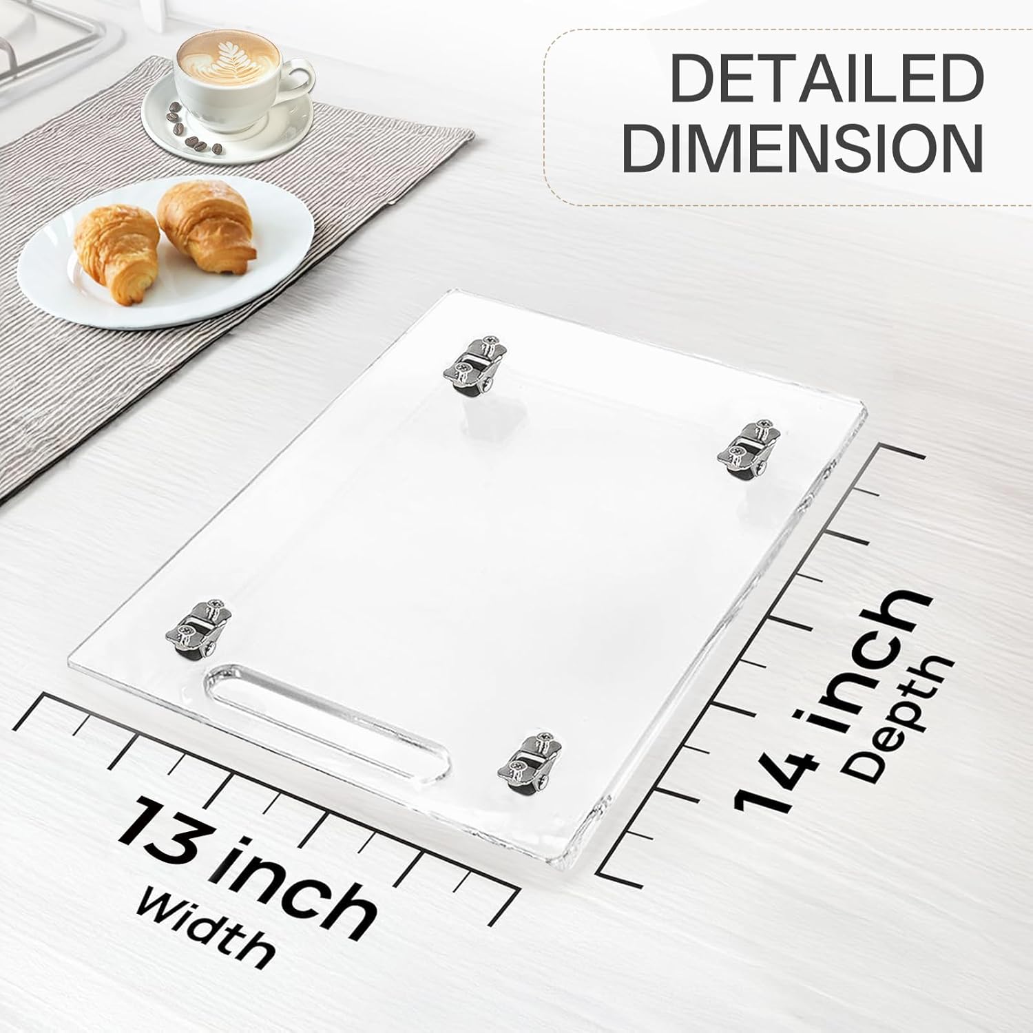 Sliding Tray for Coffee Maker: Acrylic Appliance Slider with Rubber Wheels - Coffee Machine Mat Pot Rolling Tray for Kitchen Countertop - 13"x14" Clear