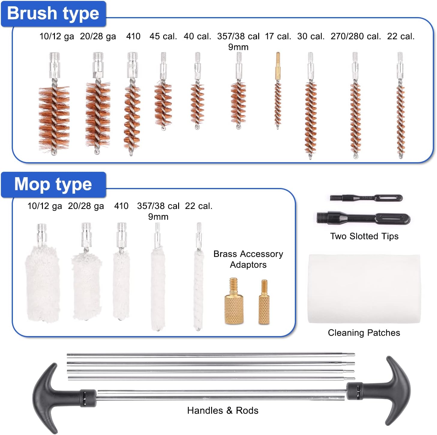 YUEWO Universal Gun Cleaning Kit for All Caliber Handgun Rifle Shotgun Pistol Gun Cleaning Kit,Hunting Gun Accessories Gun Cleaning Kit with Wooden Case, Full Bronze Brushes for Hunting Shooting