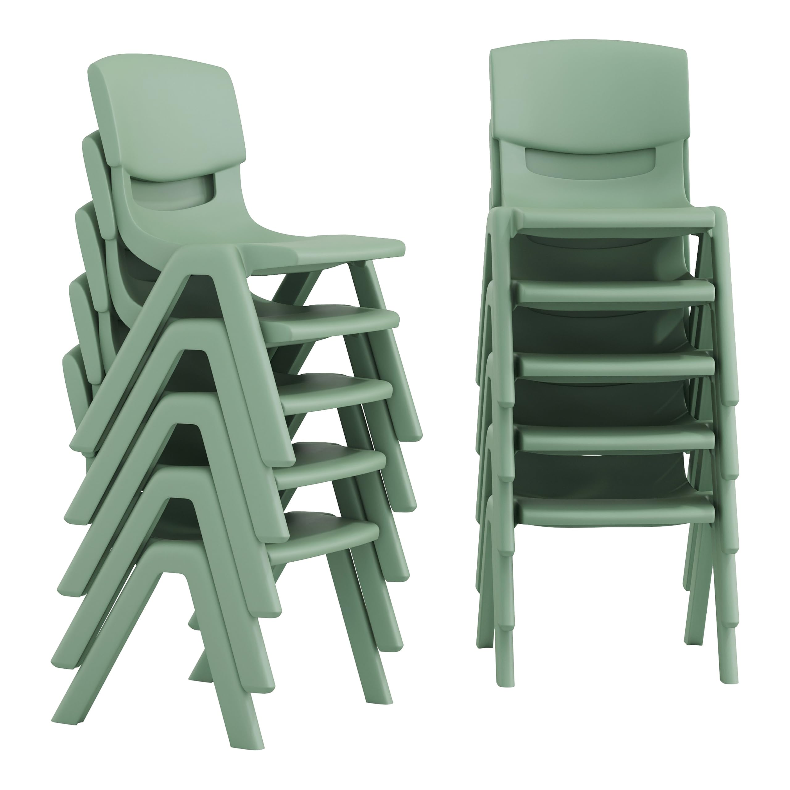 Flash Furniture Stackable Plastic School Chair, Sage, Set of 10