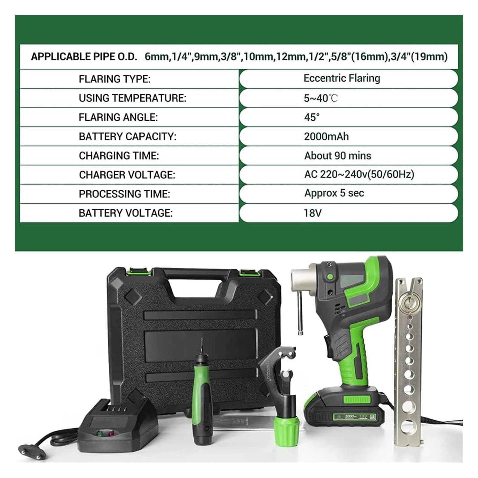 Kit de herramientas inalámbricas para HVAC, juego de herramientas de ensanchamiento portátil compacto para manguera y tubo, equipo de reparación esencial para profesionales y entusiastas del bricolaje
