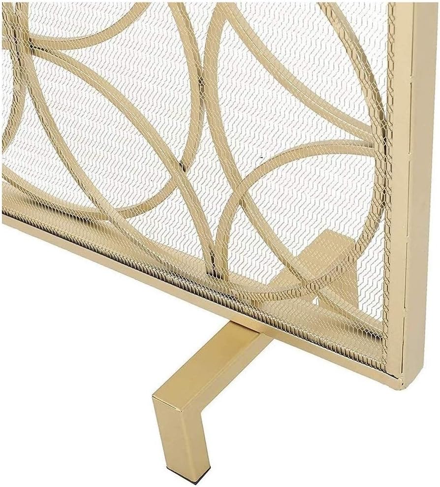 Fireplace Screen Fireplace Screen Extra Wide Fire Screen Mesh Guard - Flat Panle with Gold Decorative Finished for Open Fires/Gas Fire/Log Wood Burner