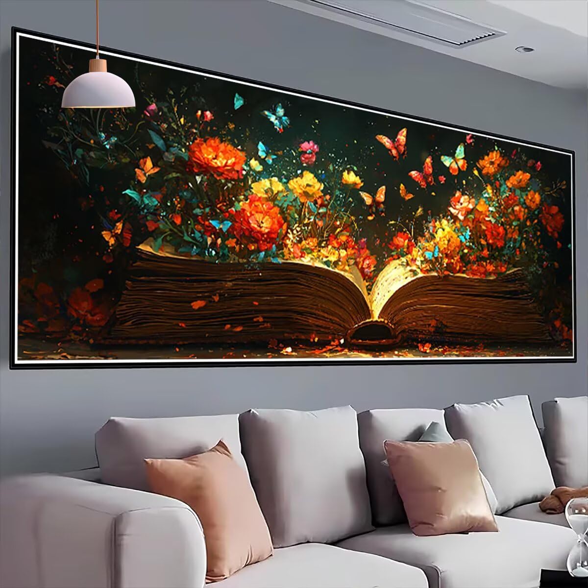 Książka do malowania diamentami, 5D diamentowa sztuka kryształowa sztuka motyl wzór, malowanie diamentowe duży rozmiar 230 x 90 cm, DIY diamentowe malowanie na Boże Narodzenie dekoracja ścienna