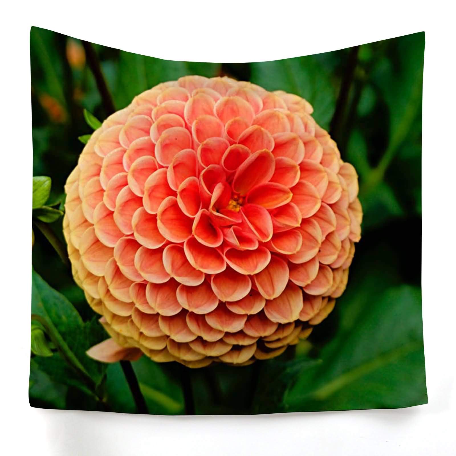 Tapisserie murale pour habiller un grand mur blanc toile imprimé dahlia orange