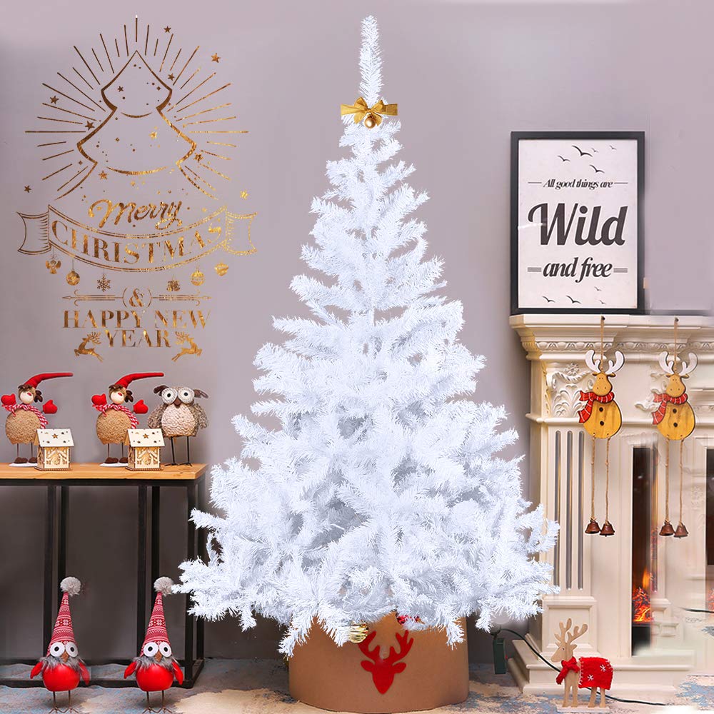 HENGMEI - Sapin de Noël en PVC vert, sapin de Noël avec support en métal, env. 100 branches Lena, décoration de Noël, PVC blanc., 240cm