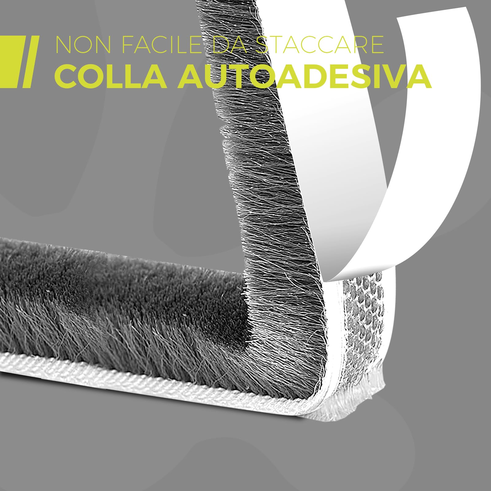 6 m Guarnizione Spazzola, 9 mm (L) x 9 mm (S) Guarnizione a Spazzola Autoadesiva, Antipolvere, Antivento, Riduzione del Rumore, Paraspifferi Spazzola Per Porte, Finestre, Armadi - Grigio