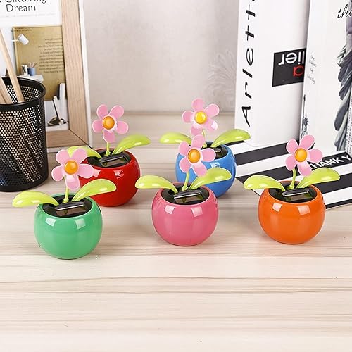 Miniatura 9 de Coche de flores bailarinas solares rojas, decoraciones de salpicadero, divertida maceta de flores bailarinas con energía solar, adornos para