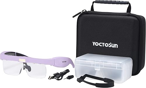 Vista 29 de YOCTOSUN Lupa de diadema con 3 luces LED, estuche de almacenamiento, correa para la cabeza y 5 lentes desmontables 0.75X, 1.25X, 2.0X, 3.0X 4.0X