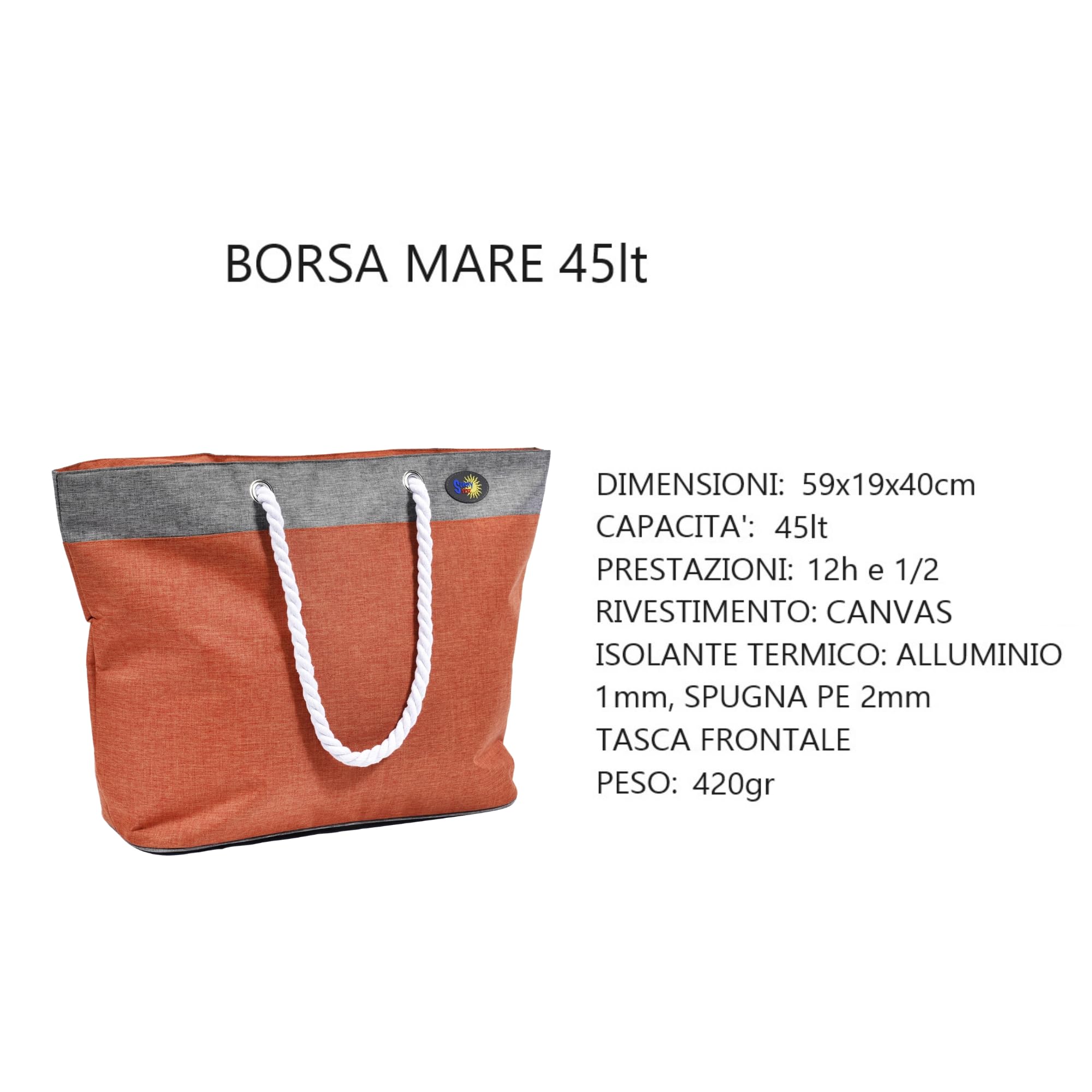 SUNNY STAR Set da Spiaggia 2 lettini + 1 ombrellone + 1 Borsa Mare 45lt.