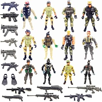 Qiandier 12 Pcs Military Team Action Soldiers Special Force Marine Recon Figure Elite Force Army