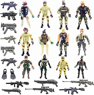 Qiandier 12 Pcs Military Team Action Soldiers Special Force Marine Recon Figure Elite Force Army
