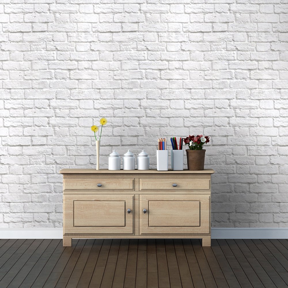 Light Grey / White - J30309 - Brick Effect - Muriva Wallpaper