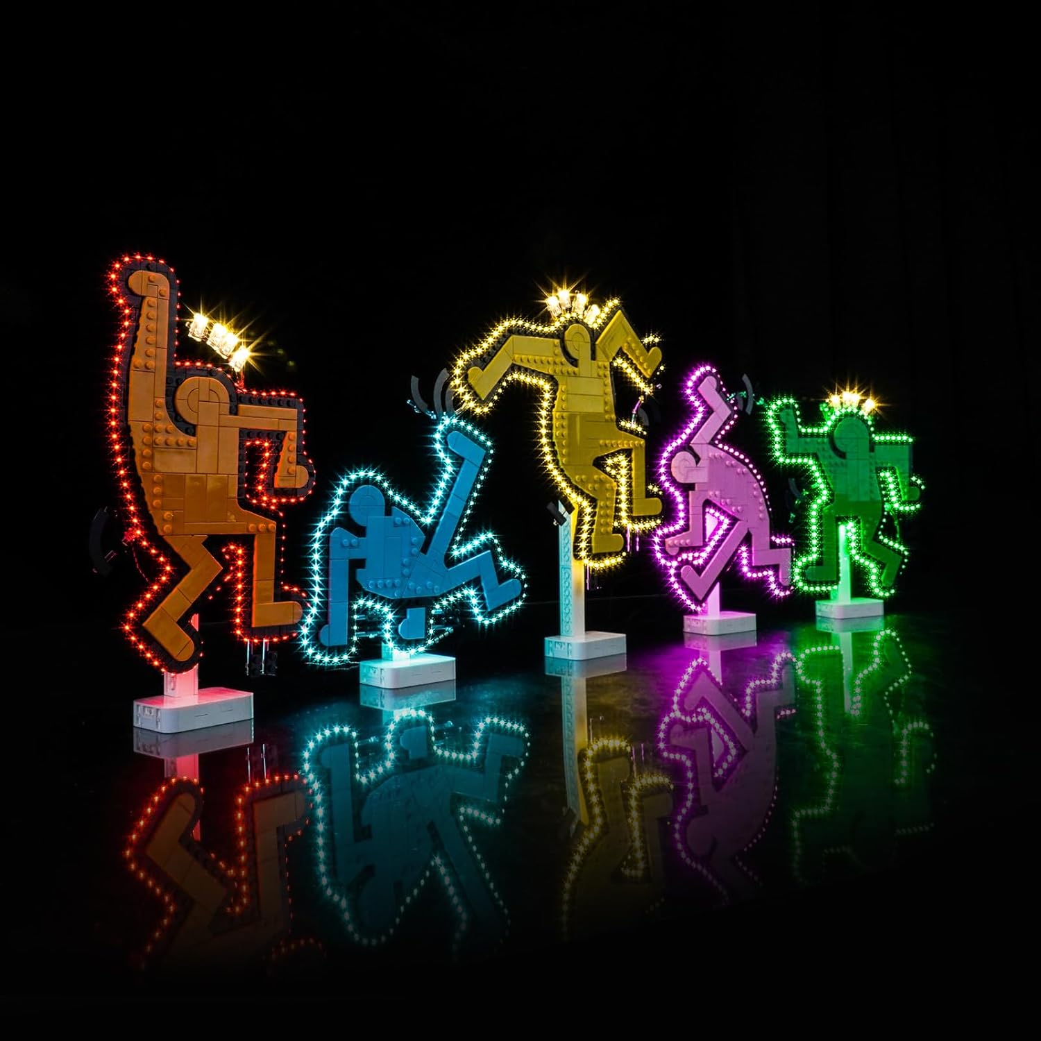 Upgraded Led Light Kit Compatible with Lego Keith Haring Dancing Figures Building Set, Touch Control Compatible with Lego 31216 (Model Not Included)