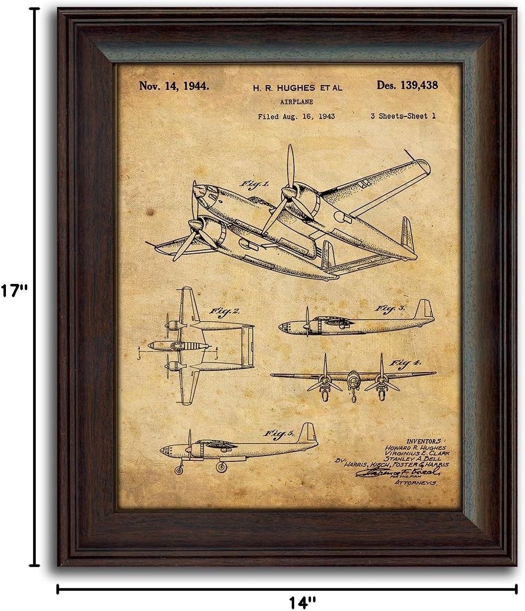 2 pc Framed Modern Patent Set - Steam Engine, Plane 14"x17" each