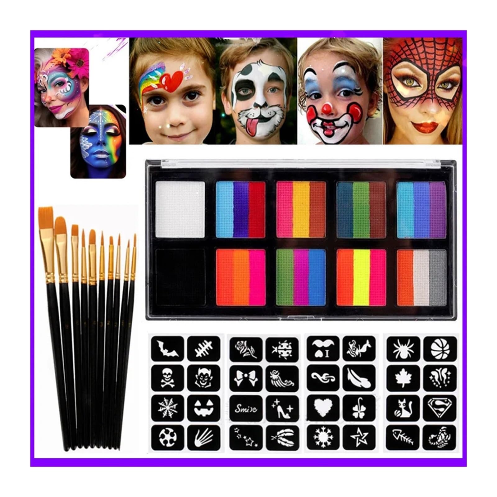 paleta de pintura corporal Paleta de pintura facial y corporal(Set (As shown))