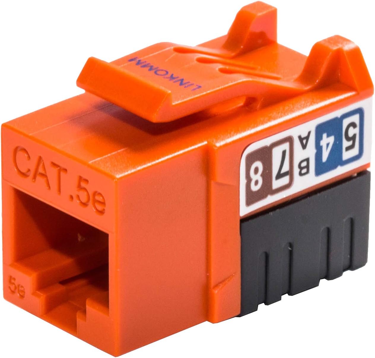 25-Pack RJ45 Cat5e Slim Profile UTP Unshielded Keystone Jack with Punch Down Palm Holder (Orange)