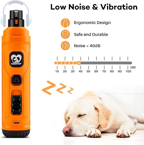 Miniatura 4 de Casfuy Molinillo de uñas para perros con 2 luces LED  Nueva versión de 2 velocidades potente eléctrica para mascotas profesional silencioso sin Azul