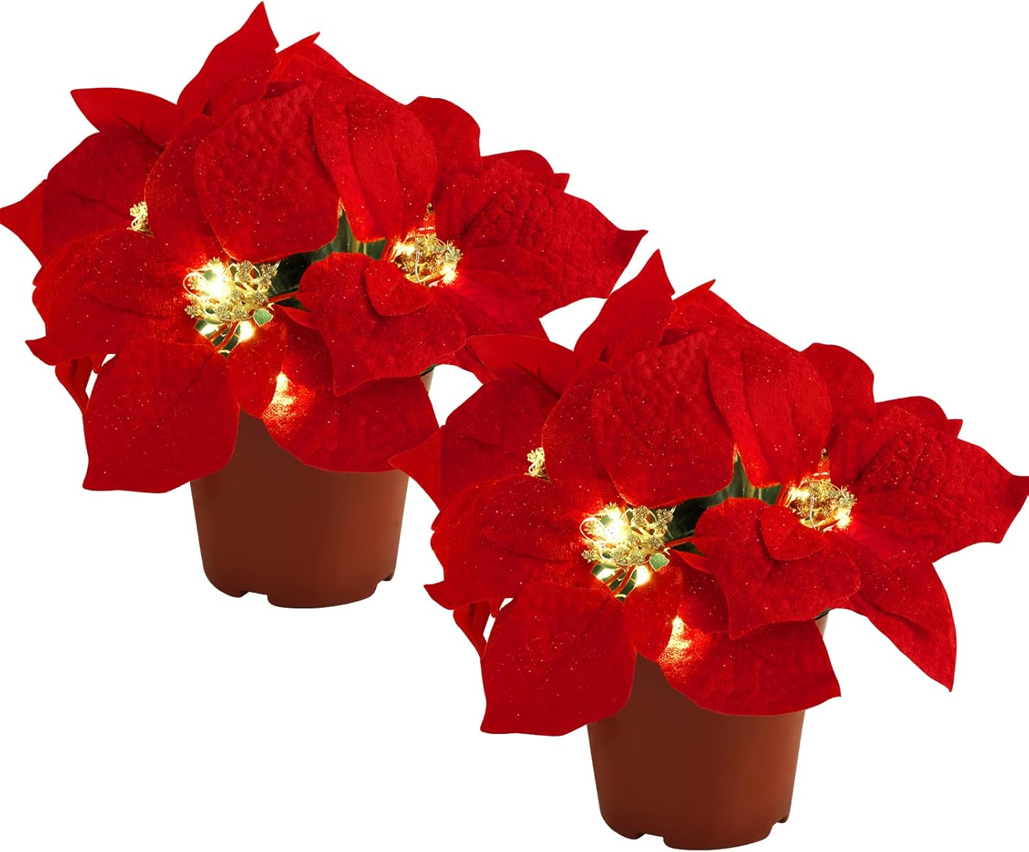 Dolicer 2 Pack Christmas Poinsettia Plant Artificial