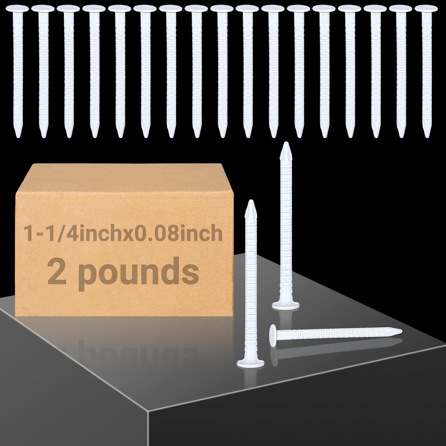 Tandefio White Panel Nails 304 Stainless Steel Finishing Nails Interior Panel Rust Resistant for Exterior and Industrial Supplies, 2 Pound(1-1/4 Inch)