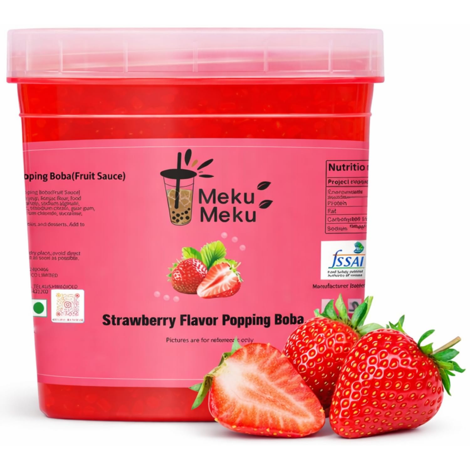 MEKU MEKU - Strawberry Flavour Popping Boba Pearls (1.3kg) By COUGAR | Juice Filled Bursting Boba Balls | Bubble Tea & Dessert Toppings | Sweet Fruity Pearls | Perfect for Milk Tea, Ice Cream & Shakes - (IMPORTED)-image-36