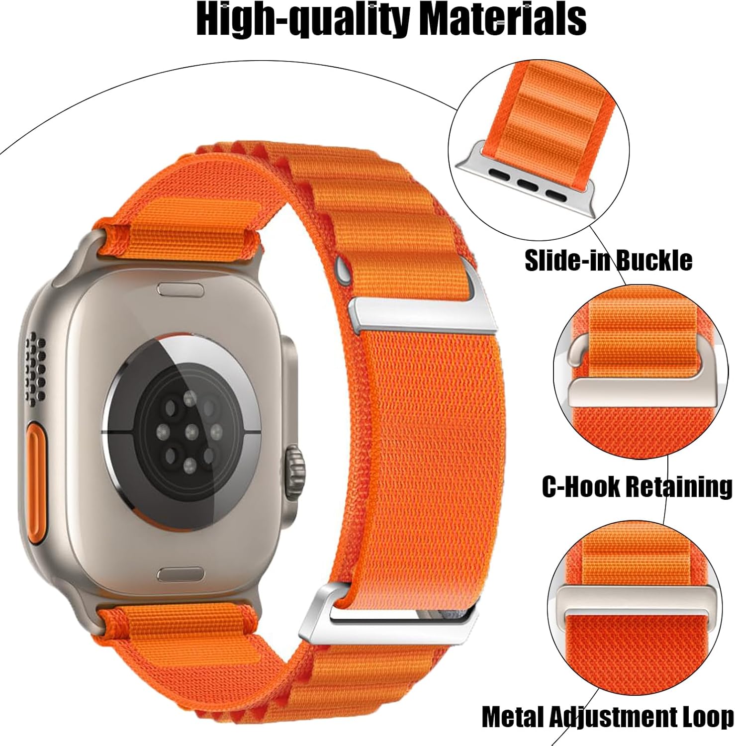 10 Pack Alpine Loop Compatible with Apple Ultra Band 49mm Women Men, Adjustable Sport Nylon Sport Loop Replacement Strap with C-Hook for iWatch Ultra 2 Series - Image 2