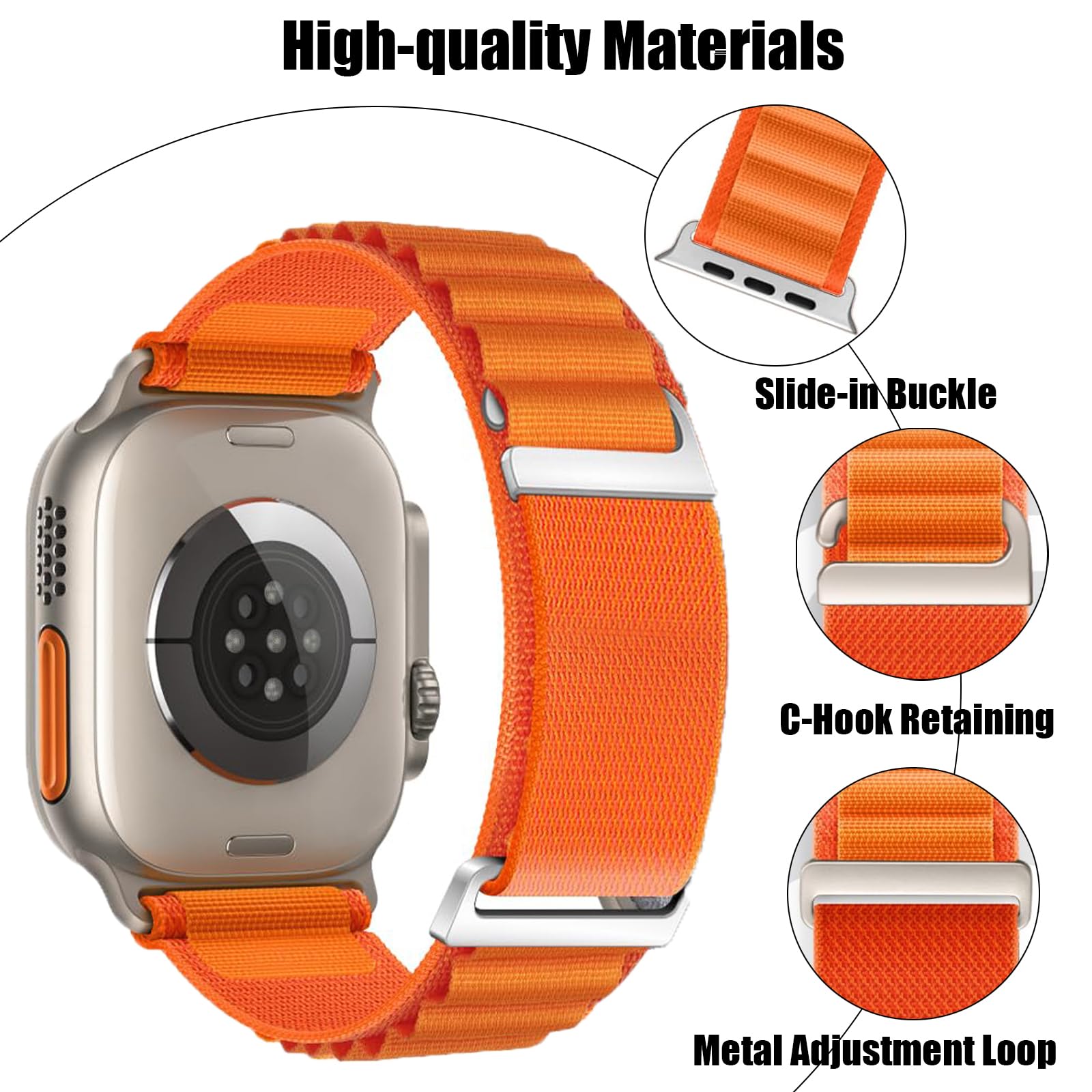 10 Pack Alpine Loop Compatible with Apple Ultra Band 49mm Women Men, Adjustable Sport Nylon Sport Loop Replacement Strap with C-Hook for iWatch Ultra 2 Series (6 Pack Band-B)