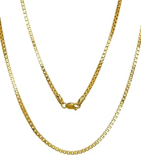 14K 10K Real Gold Box Chain - 1mm 1.5mm 1.75mm 2.85mm Diamond Cut Gold Link Chain Necklace For Men - Dainty Gold Pendant Necklace For Women 14" 16" 18" 20" 22" 24"