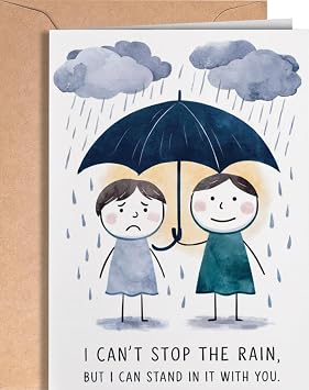 Encouragement Card for Him or Her - Symphathy Card for Loss of Loved One - Condolences Greeting Cards - Cute Thinking of You and Uplifting Support for Friend, Family for Difficult Time - NUM 313